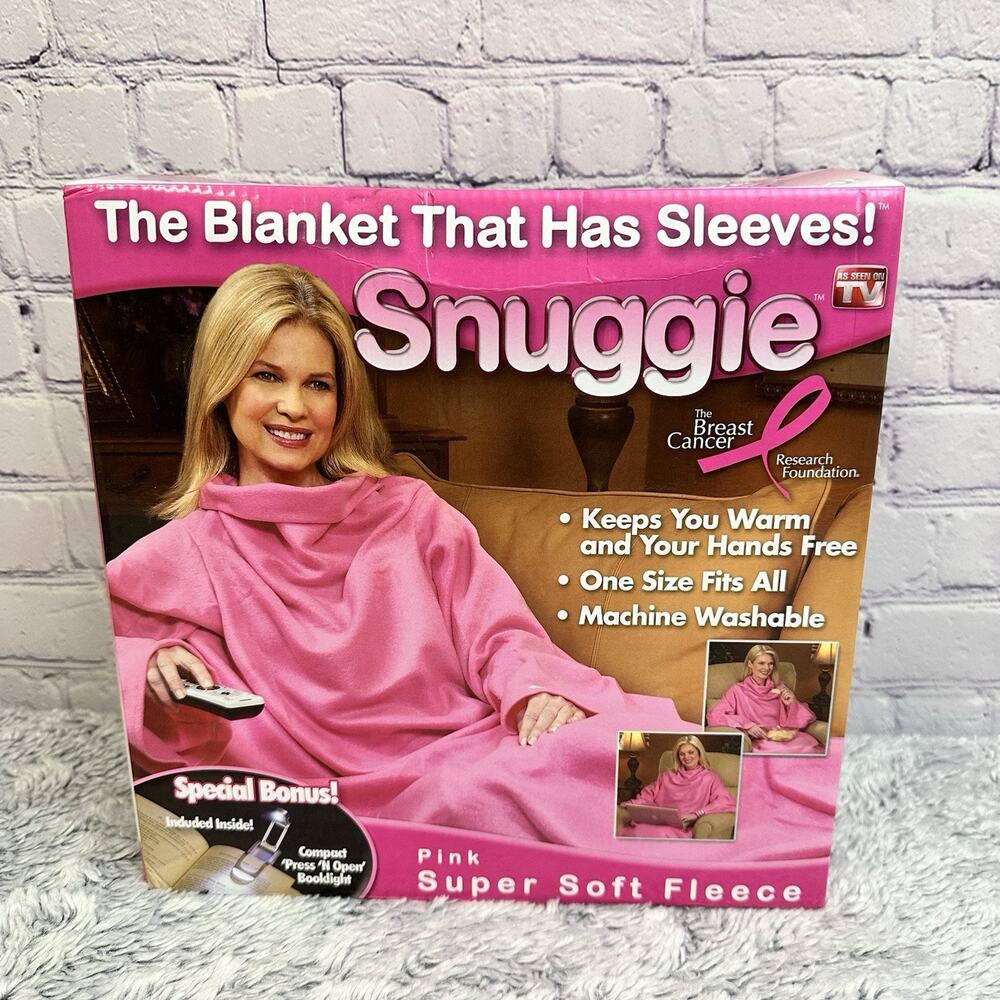 Vintage Snuggie Sleeves Pink Breast Cancer Society No Reading Light Open Box